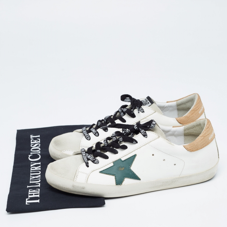 Pre Owned Golden Goose White/Grey Leather and Suede Superstar Sneakers Size 42