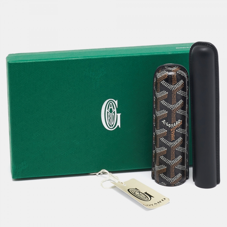 Pre Owned Goyard Black Goyardine Coated Canvas and Leather Churchill Cigar Case