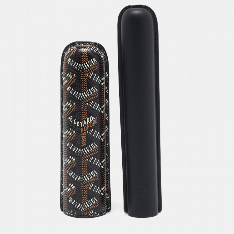 Pre Owned Goyard Black Goyardine Coated Canvas and Leather Churchill Cigar Case