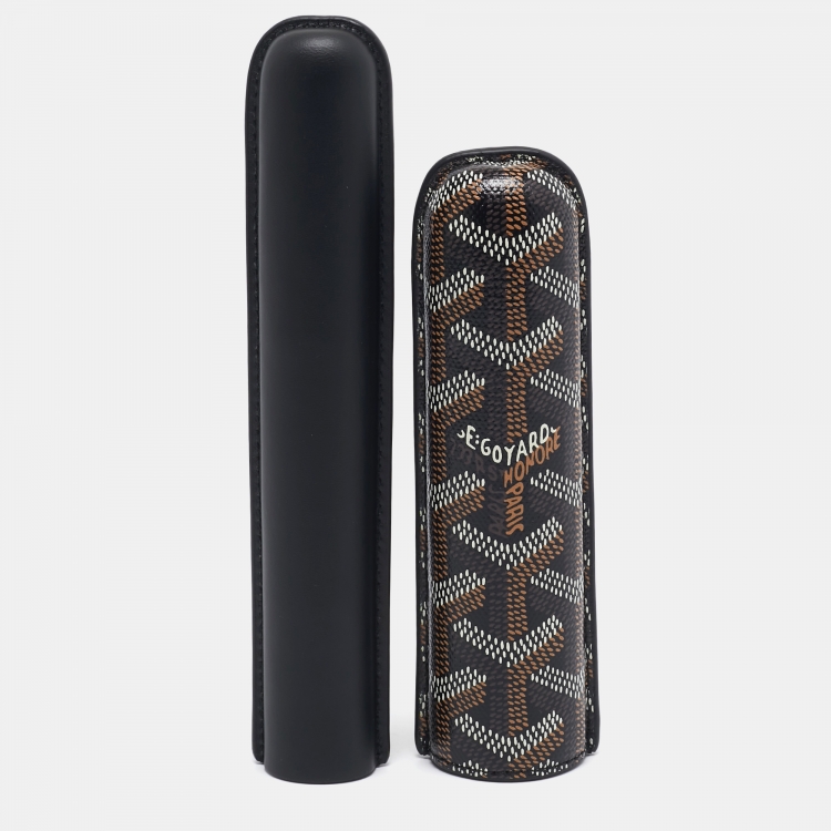 Pre Owned Goyard Black Goyardine Coated Canvas and Leather Churchill Cigar Case