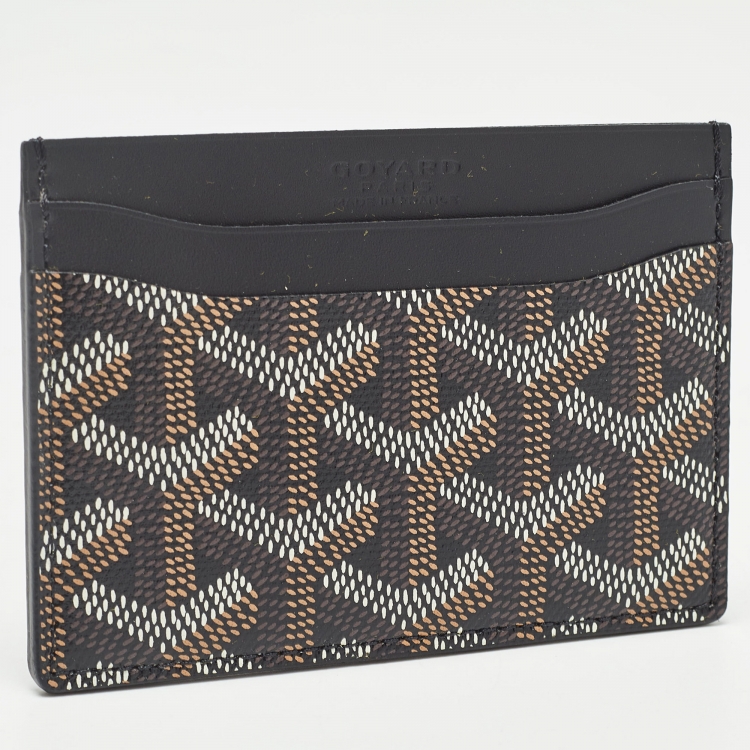 Pre Owned Goyard Black Goyardine Coated Canvas and Leather Saint Sulpice Card Holder