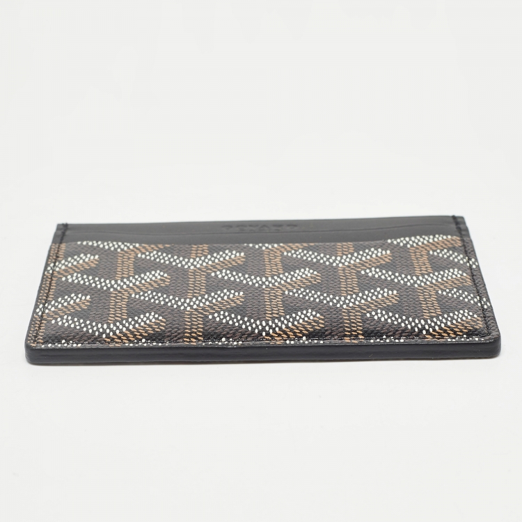 Pre Owned Goyard Black Goyardine Coated Canvas and Leather Saint Sulpice Card Holder