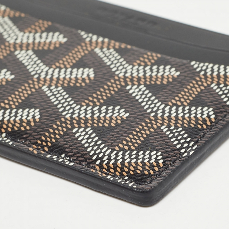 Pre Owned Goyard Black Goyardine Coated Canvas and Leather Saint Sulpice Card Holder