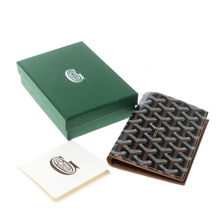 Pre Owned Goyard Black/Brown Coated Canvas Porte Feuille Simple Bifold Wallet
