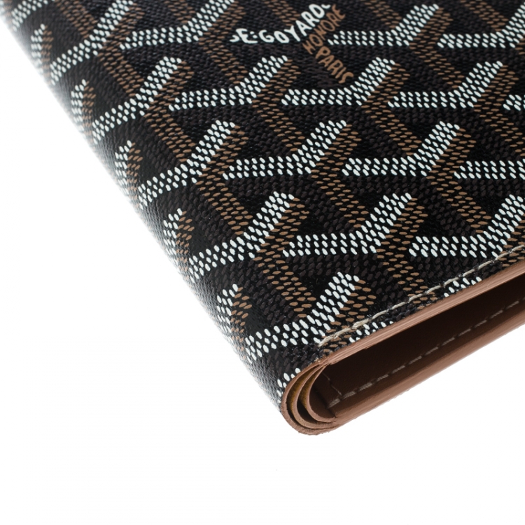 Pre Owned Goyard Black/Brown Coated Canvas Porte Feuille Simple Bifold Wallet
