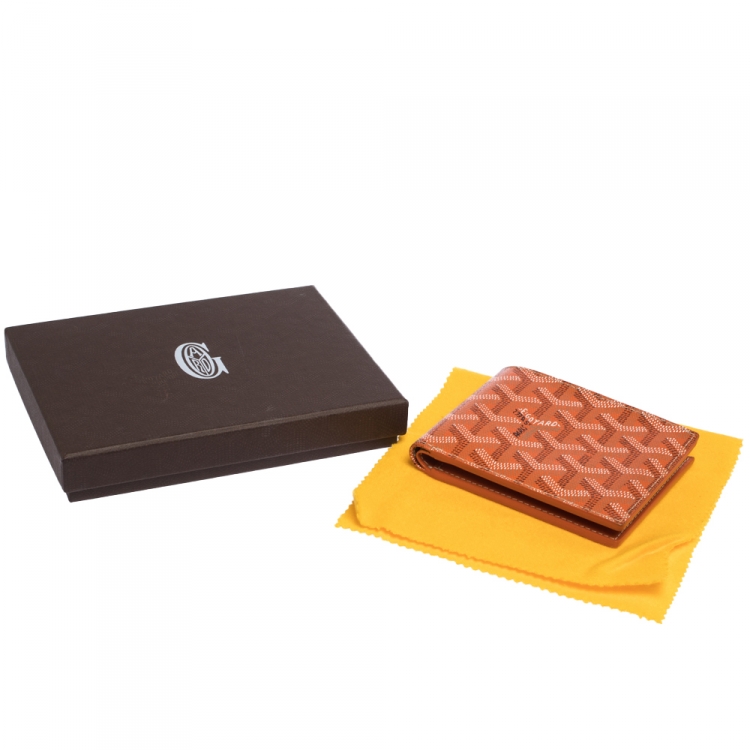 Pre Owned Goyard Orange Goyardine Coated Canvas Bifold Wallet