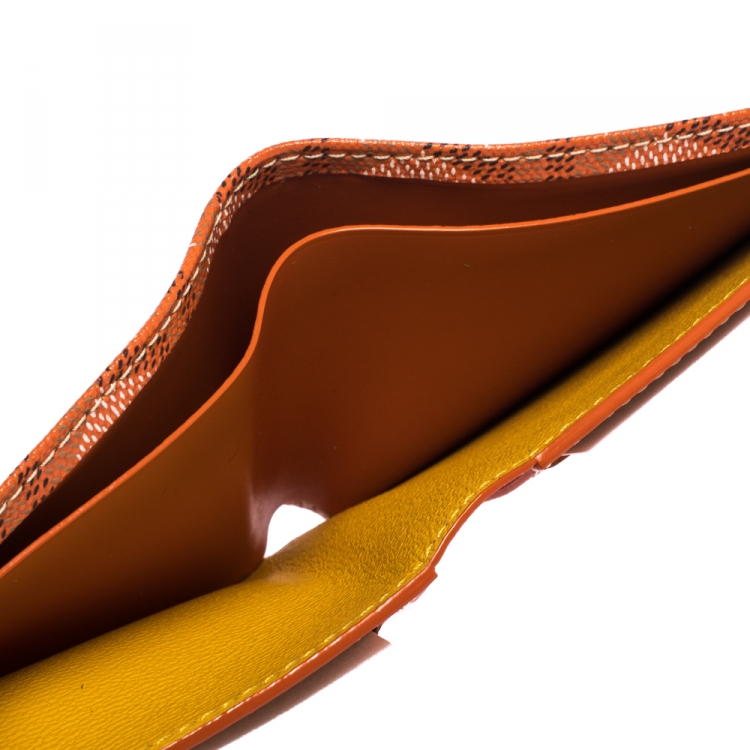 Pre Owned Goyard Orange Goyardine Coated Canvas Bifold Wallet