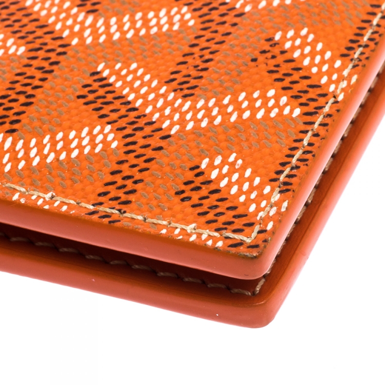 Pre Owned Goyard Orange Goyardine Coated Canvas Bifold Wallet
