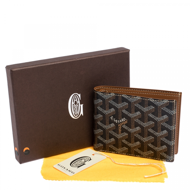Pre Owned Goyard Brown/White Coated Canvas Victoire Bifold Wallet