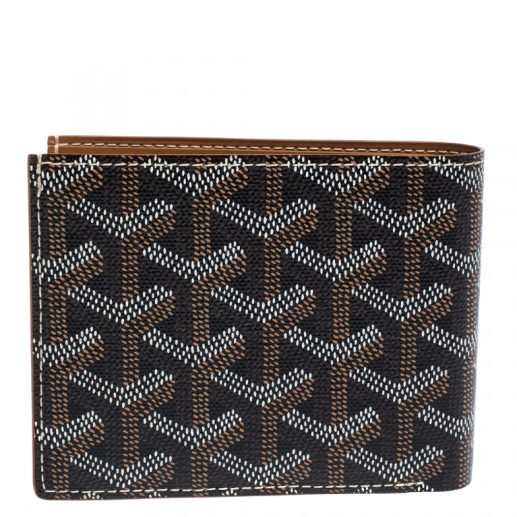 Pre Owned Goyard Brown/White Coated Canvas Victoire Bifold Wallet
