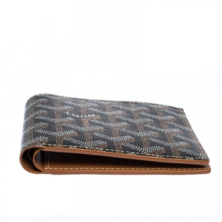 Pre Owned Goyard Brown/White Coated Canvas Victoire Bifold Wallet