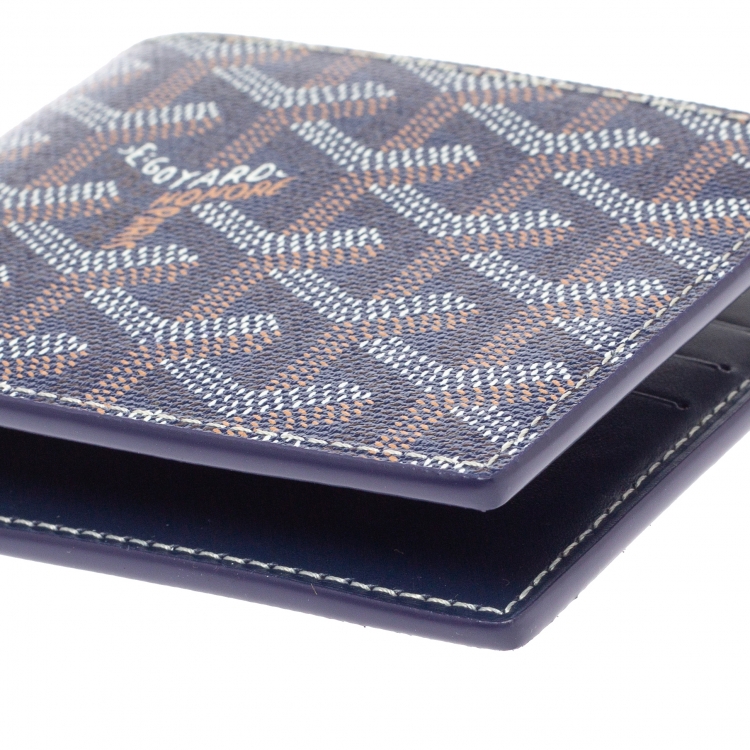 Pre Owned Goyard Blue Goyardine Coated Canvas Bifold Victoire Wallet