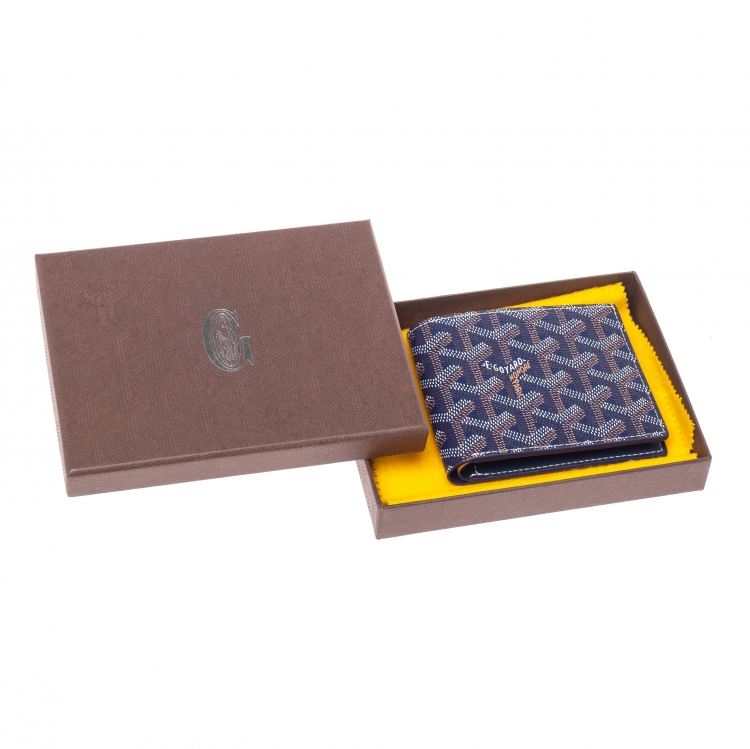 Pre Owned Goyard Blue Goyardine Coated Canvas Bifold Victoire Wallet