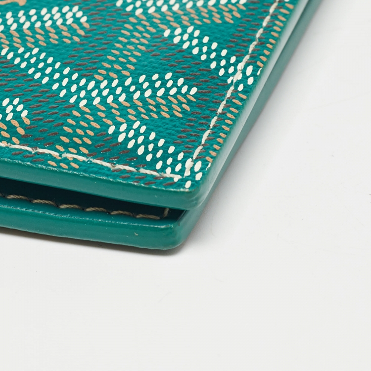 Pre Owned Goyard Green Goyardine Coated Canvas Saint Pierre Card Holder
