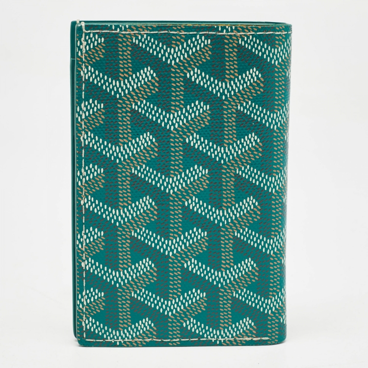 Pre Owned Goyard Green Goyardine Coated Canvas Saint Pierre Card Holder
