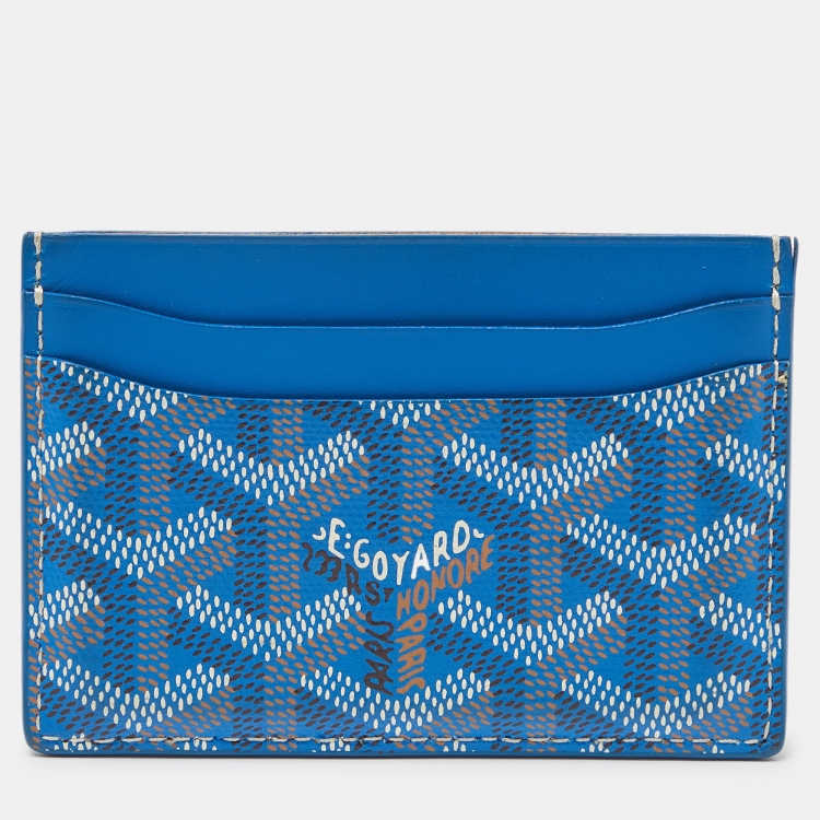 Pre Owned Goyard Blue Goyardine Coated Canvas and Leather Saint Sulpice Card Holder