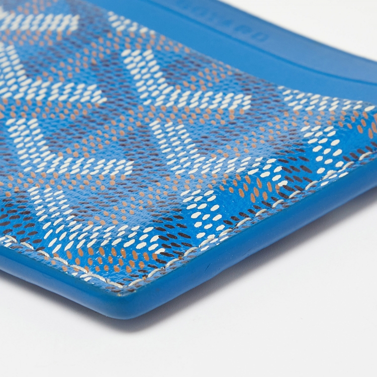 Pre Owned Goyard Blue Goyardine Coated Canvas and Leather Saint Sulpice Card Holder