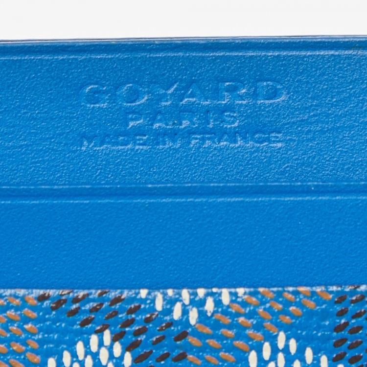 Pre Owned Goyard Blue Goyardine Coated Canvas and Leather Saint Sulpice Card Holder