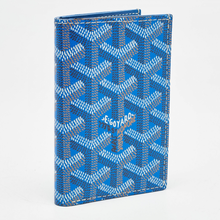 Pre Owned Goyard Blue Goyardine Coated Canvas Saint Pierre Card Holder