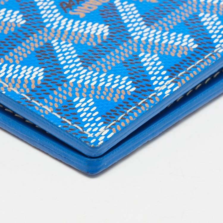 Pre Owned Goyard Blue Goyardine Coated Canvas Saint Pierre Card Holder