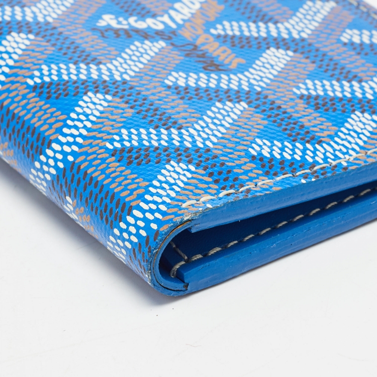 Pre Owned Goyard Blue Goyardine Coated Canvas Saint Pierre Card Holder