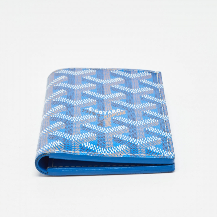 Pre Owned Goyard Blue Goyardine Coated Canvas Saint Pierre Card Holder