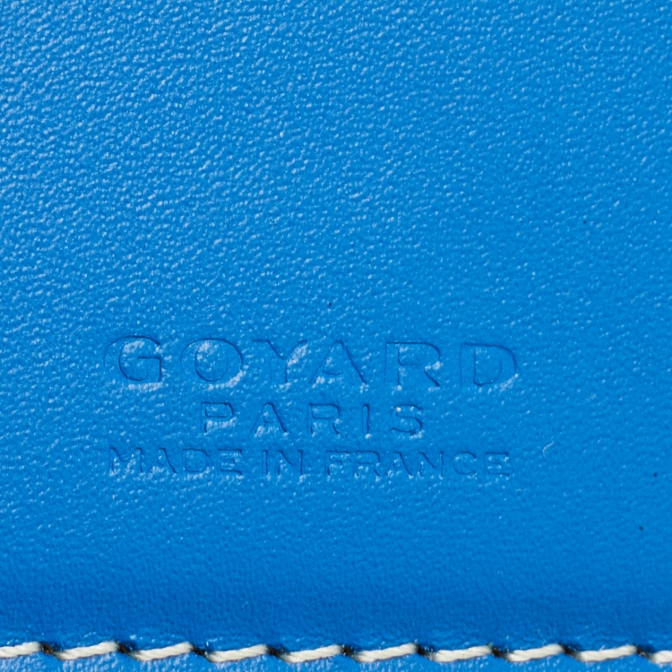 Pre Owned Goyard Blue Goyardine Coated Canvas Saint Pierre Card Holder