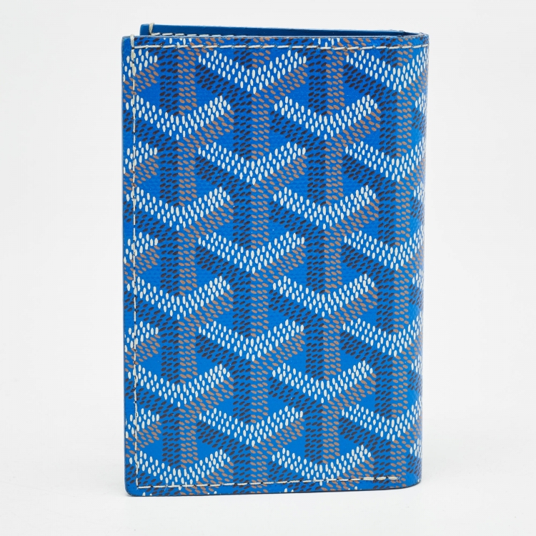 Pre Owned Goyard Blue Goyardine Coated Canvas Saint Pierre Card Holder