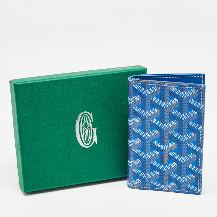 Pre Owned Goyard Blue Goyardine Coated Canvas Saint Pierre Card Holder