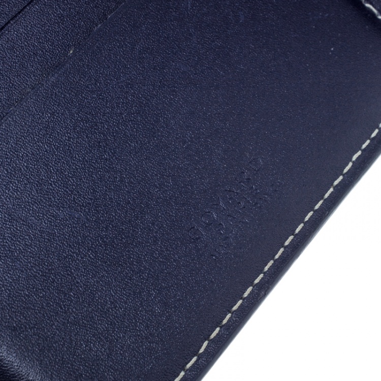 Pre Owned Goyard Dark Blue Coated Canvas Victoire Bifold Wallet