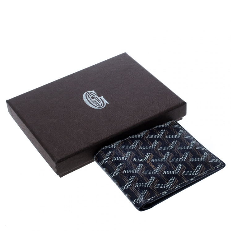 Pre Owned Goyard Dark Blue Coated Canvas Victoire Bifold Wallet