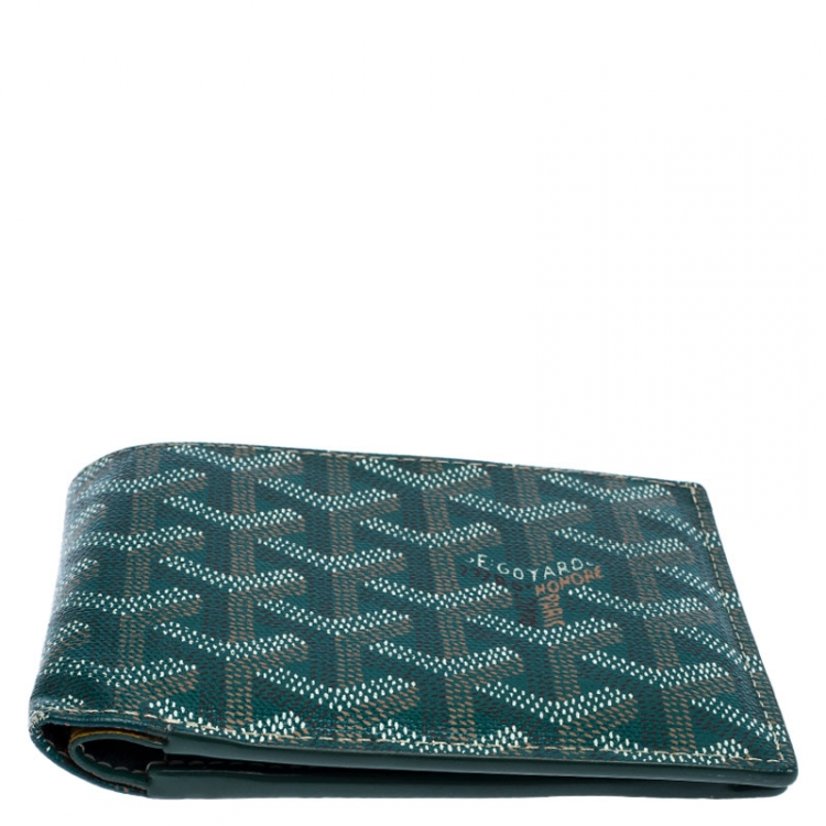 Pre Owned Goyard Green Coated Canvas Victoire Bifold Wallet
