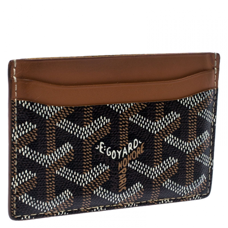 Pre Owned Goyard Brown Goyardine Coated Canvas Saint Sulpice Card Holder