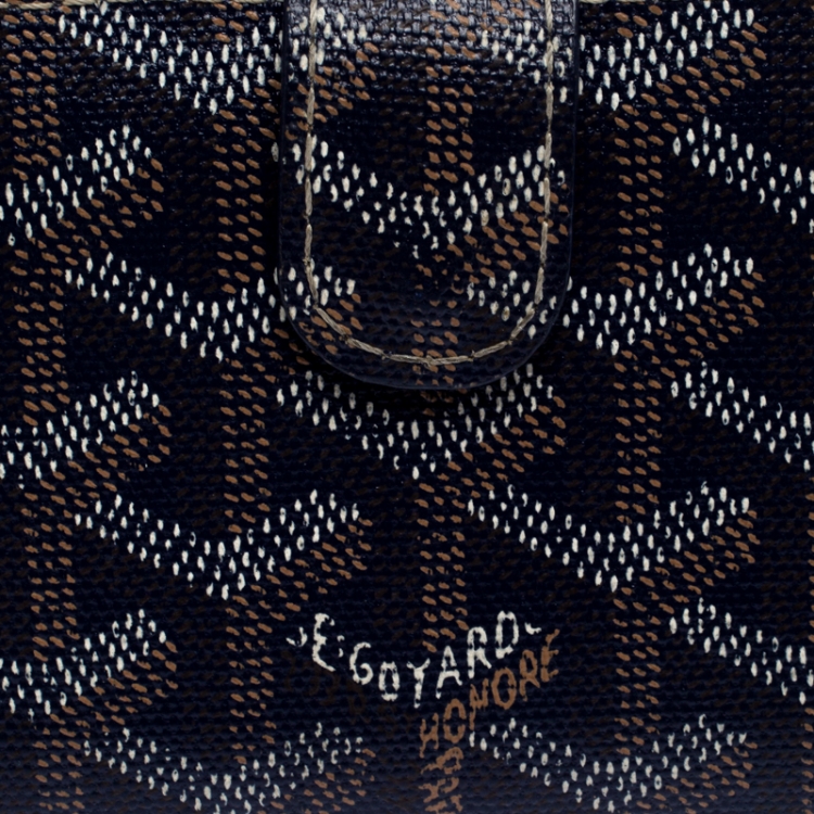 Pre Owned Goyard Blue Goyardine Coated Canvas Zip Around Wallet