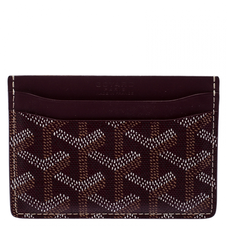 Pre Owned Goyard Burgundy Goyardine Coated Canvas Saint Sulpice Card Holder