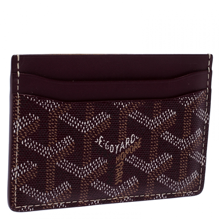 Pre Owned Goyard Burgundy Goyardine Coated Canvas Saint Sulpice Card Holder