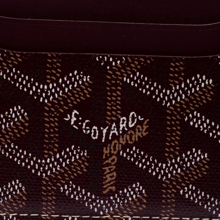 Pre Owned Goyard Burgundy Goyardine Coated Canvas Saint Sulpice Card Holder