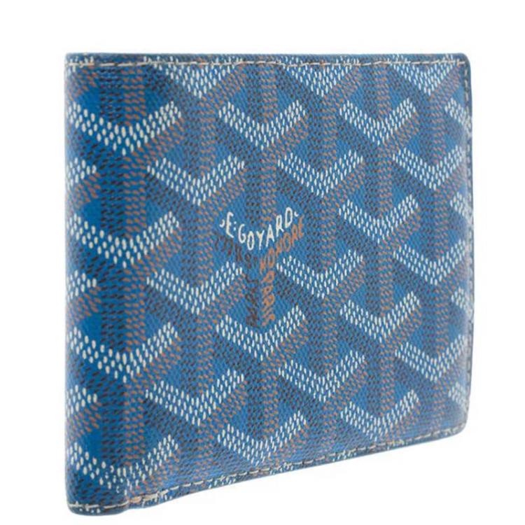 Pre Owned Goyard Blue Goyardine Coated Canvas Bi-Fold Wallet