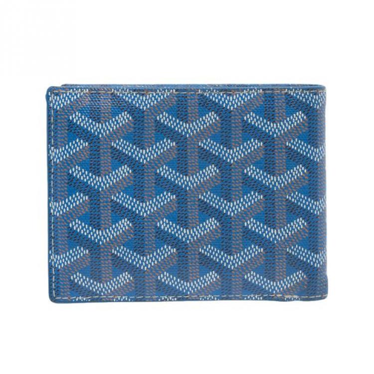Pre Owned Goyard Blue Goyardine Coated Canvas Bi-Fold Wallet