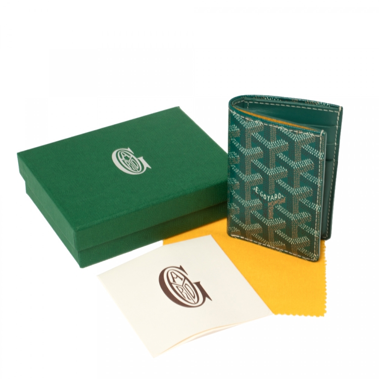 Pre Owned Goyard Green Goyardine Coated Canvas Saint Pierre Bifold Card Holder