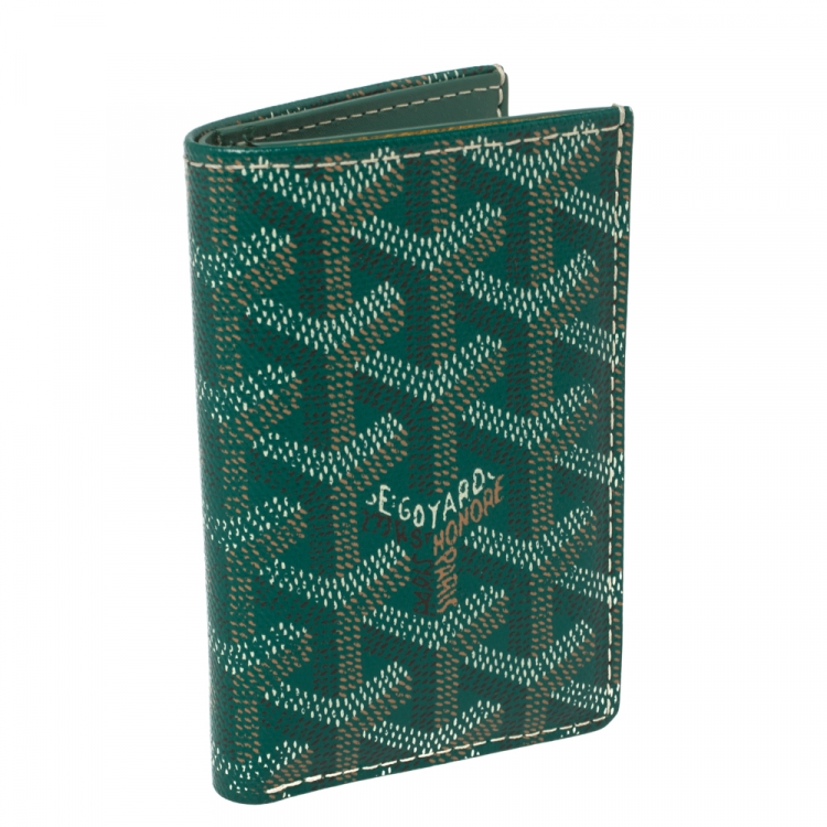 Pre Owned Goyard Green Goyardine Coated Canvas Saint Pierre Bifold Card Holder