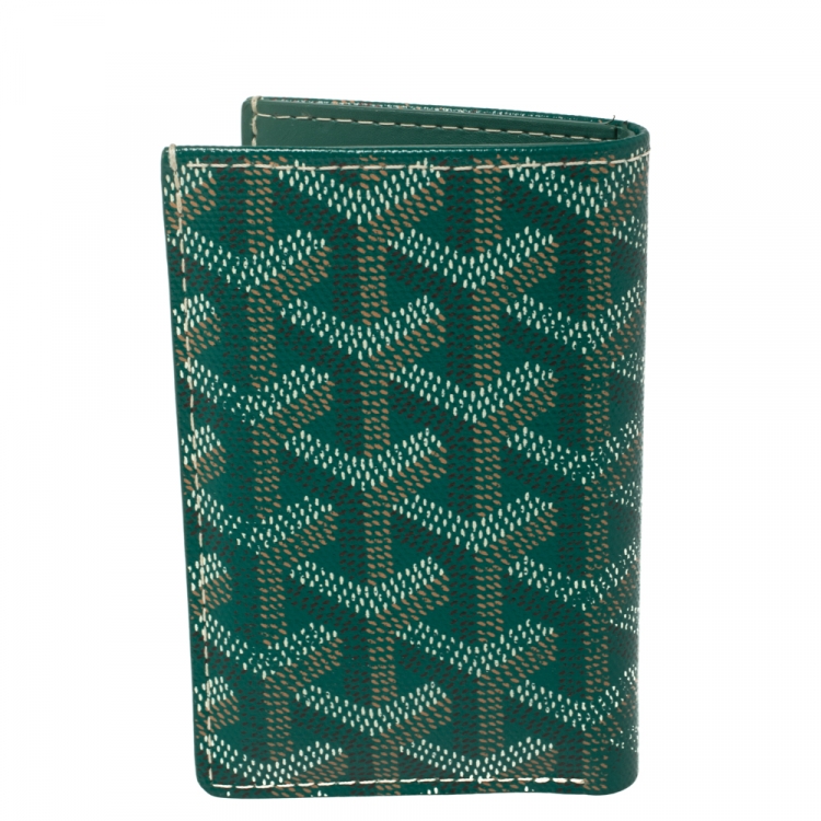 Pre Owned Goyard Green Goyardine Coated Canvas Saint Pierre Bifold Card Holder