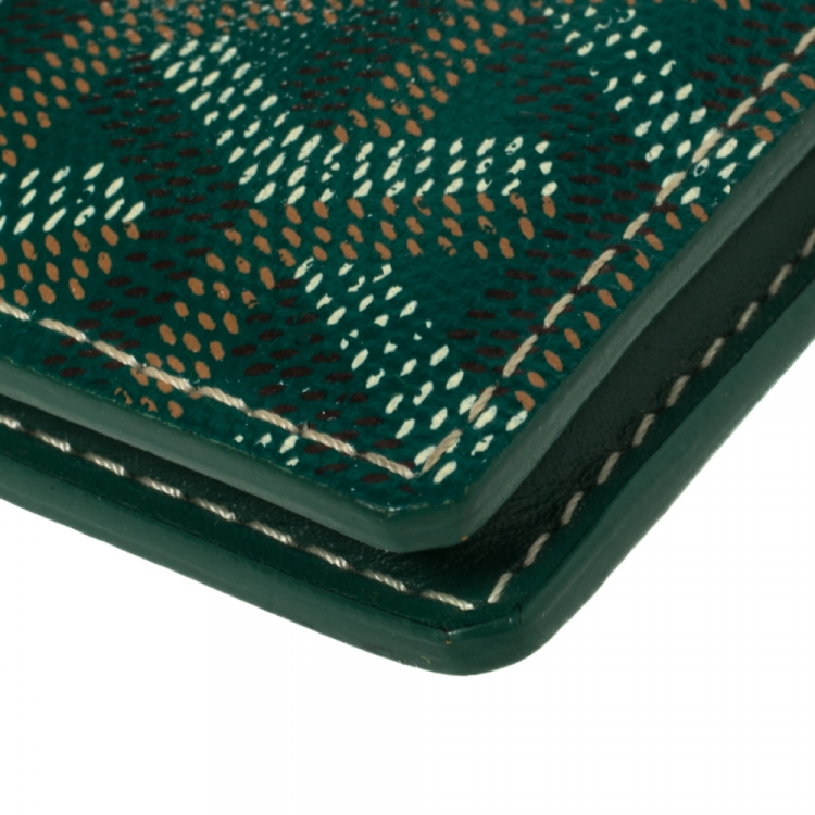 Pre Owned Goyard Green Goyardine Coated Canvas Saint Pierre Bifold Card Holder