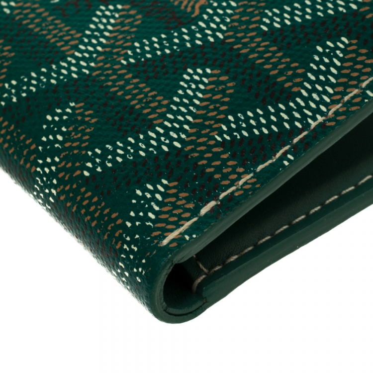 Pre Owned Goyard Green Goyardine Coated Canvas Saint Pierre Bifold Card Holder