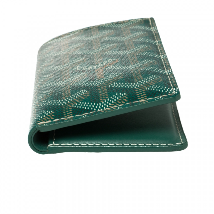Pre Owned Goyard Green Goyardine Coated Canvas Saint Pierre Bifold Card Holder