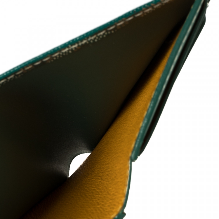 Pre Owned Goyard Green Goyardine Coated Canvas Saint Pierre Bifold Card Holder