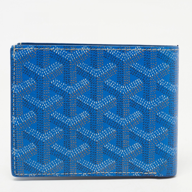 Pre Owned Goyard Blue Goyardine Coated Canvas Victoire Bifold Wallet