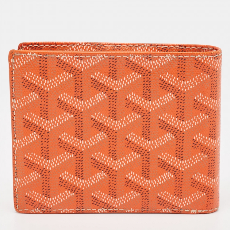 Pre Owned Goyard Orange Goyardine Coated Canvas Victoire Bifold Wallet