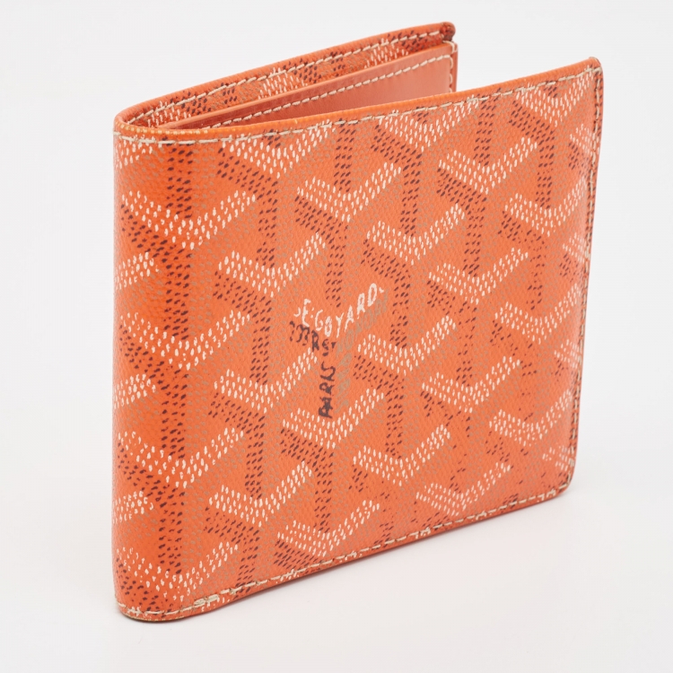 Pre Owned Goyard Orange Goyardine Coated Canvas Victoire Bifold Wallet