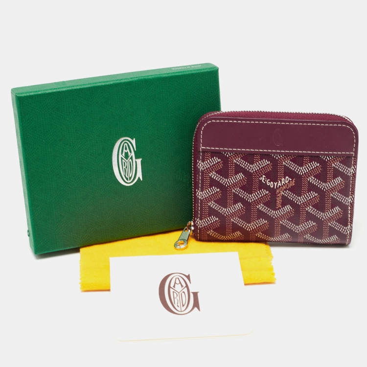 Pre Owned Goyard Burgundy Goyardine Coated Canvas and Leather Matignon PM Wallet